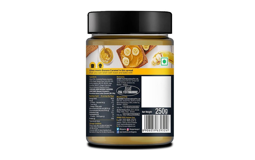 Epigamia Spreads ghee meets banana caramel   Plastic Jar  250 grams
